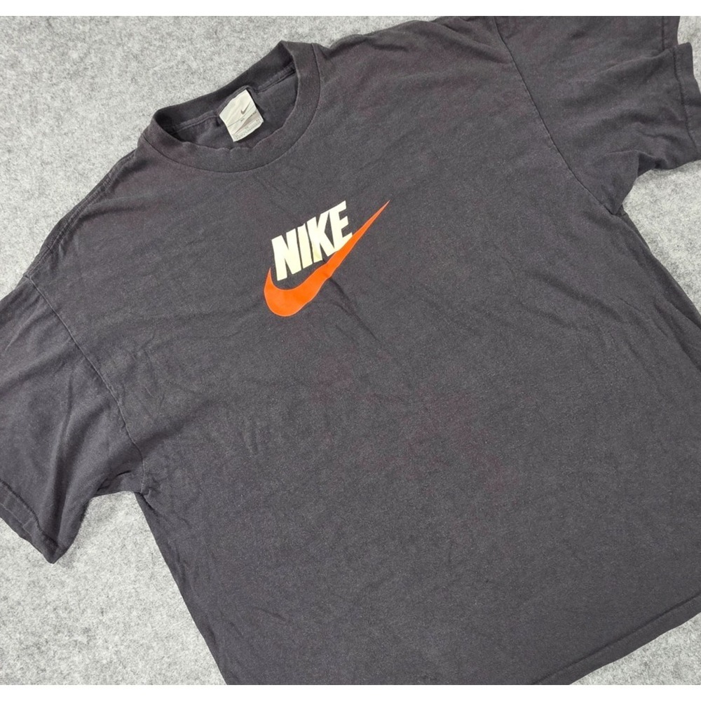 Vintage Silver Tag Nike Black Shirt Size XL Logo Check Big Center Swoosh y2K